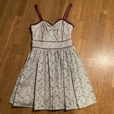 Next Runway Collection Silver / Grey Lace Strappy Corset Dress Purple Trim 8/10