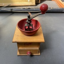 Vintage Manual Coffee Grinder Wood Mill Bean Machine Cafe Bistro Mid Century