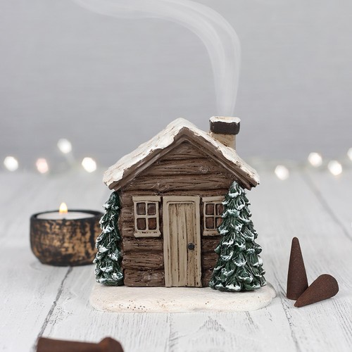 Log cabin incense cone burner - log,
