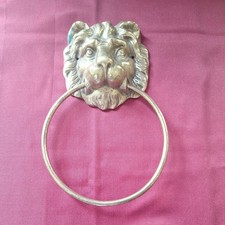 Solid Brass Lions Head Towel Ring Heavy 6" Vintage