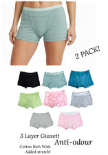 Ladies Marks 2 Pack Period Knickers Heavy Flow Cotton Stretch Shorts Briefs NEW