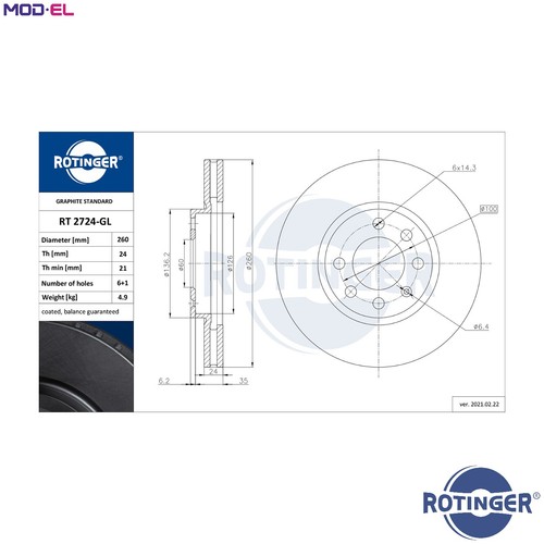 Brake disc 2724 gl for - 2x, 2724-gl
