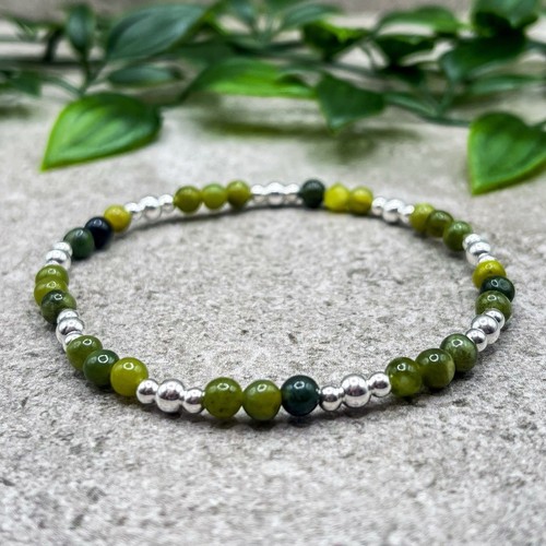 Jade and sterling silver bead - sterling,