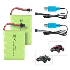 2pcs 6v 1800mah Ni-cd Battery W/ Sm-2p 2 Pin Plug For 1:14 Scale Rc Car Truck