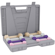 HOMCOM 10kg Dumbbell Weights Set with Carry Case, Pink, Purple, Grey, Brown