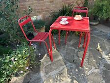 Vintage French Bistro ,Cafe Table In Metal  With 2 Matching Trolix T1 Chairs