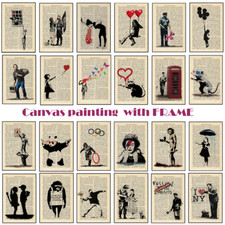 Framed Banksy wall art Canvas