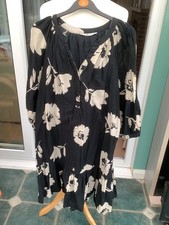 tu sainsbury uk 10 large floral beige print black dress lined stunning oversize