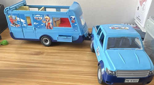 Playmobil blue camper van and - blue,