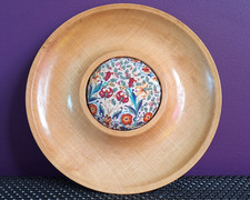 Contemporary Hand Turned Sycamore Wood Bowl With Integrated Pin Cushion