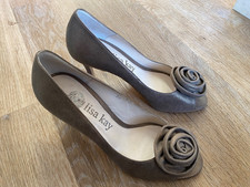 Lisa Kay pewter rose peep toe