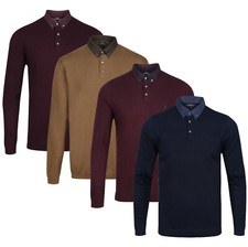 Knitted Polo Shirt New Famous Brand Mens Long Sleeve Contrast Collar Jumper Top