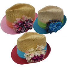 Trilby Straw Hats Ladies Floral Colourful Crushable Design Summer Sun Style