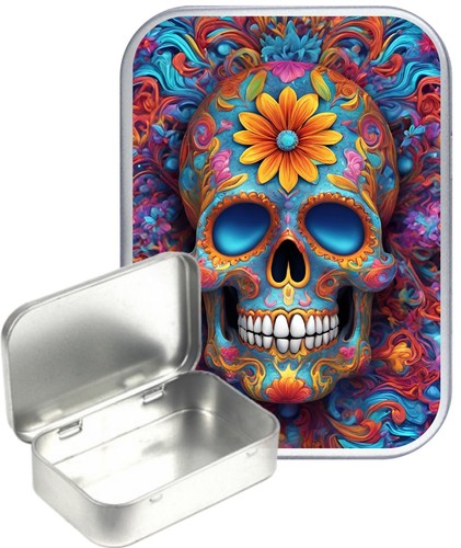Flower skull small silver - skull,