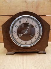 Bentima 1930’s Clock Mantle Oak Wood 8 Day Analogue With Pendulum UK Made