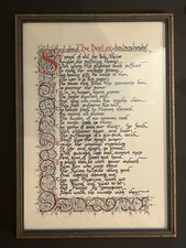 Antique Hand Calligraphy Illuminated Poem The Healer John Greenleaf Whittier