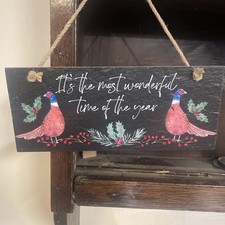 Christmas Slate Pheasant Sign