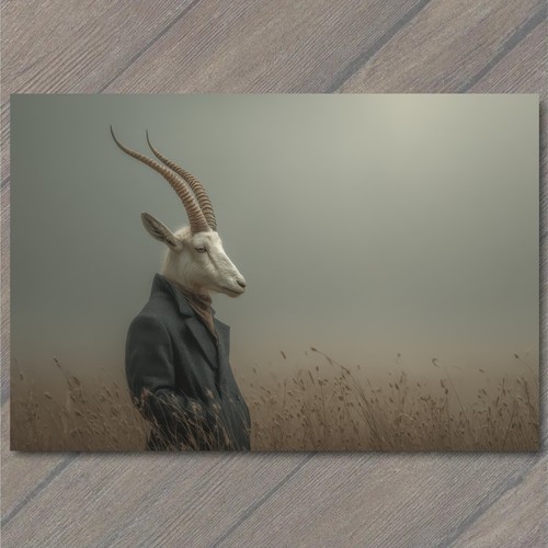 Postcard surreal wildlife goat - postcard,