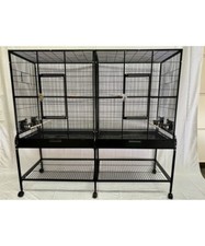 Parrot-Supplies Premium Double Flight Parrot Cage With Stand - Black,