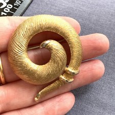 Vintage Monet Brooch Gold Tone Swirl Textured Costume Jewellery 80s 90s