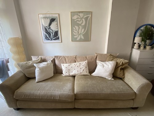 Beige fabric seater sofa - beige, 3