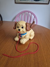 Fisher Price Dog Lil Snoopy Pull Along Puppy Walk Toy Dog w/ Wheels Vintage