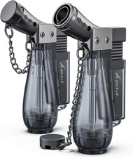 2 X Turbo Jet Lighter Gas Butane Refillable,Adjustable Flame, Windproof Torch Li
