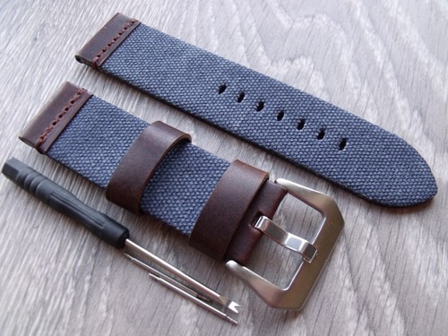 24mm blue canvas - canvas, strap