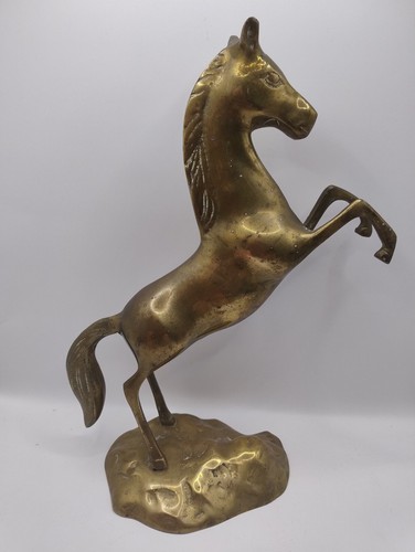 Large brass prancing horse - large, /