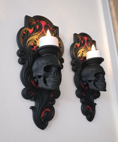 Gothic skull wall sconce - wall,