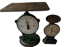 ​Vintage Salter No 55 Parcel & No 24 Letter Postal Balance Scales Cast Iron Set