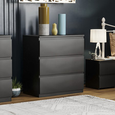 SALE Modern Chest of Drawers 3 Drawer Cabinet Bedroom Furniture Unit Black 