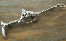 Beautiful Solid Silver Horse & Crop Brooch Pin Racing Riding Hunting Equestrian