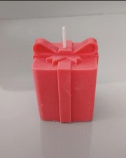 Red present box gift small single wick unscented decorative candle