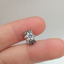 Genuine PANDORA Forget Me Not Spacer Charm Clear & Purple CZ  S925 ALE #4610S