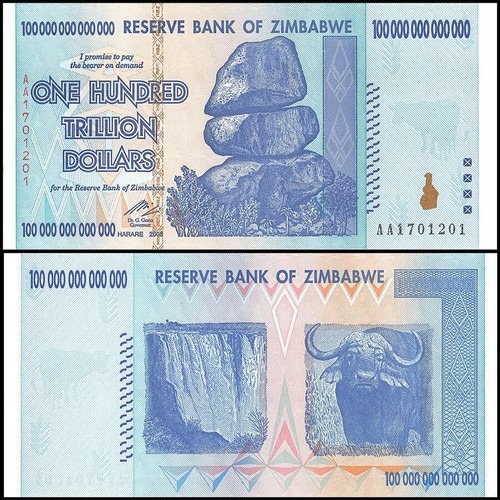 Zimbabwe 100 trillion dollars - zimbabwe,