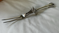 Vtg Reed & Barton 1911 DEVON Pattern Sterling Handle 12" Carving Fork w/ Guard
