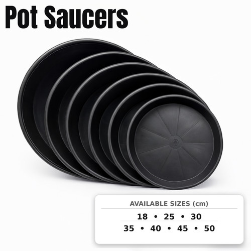 Black plant pot saucers - saucers, 18cm