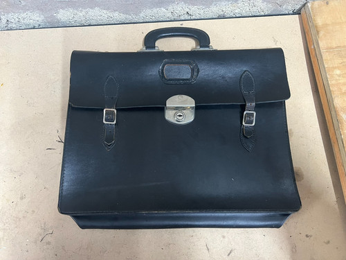 Vintage real leather - leather, briefcase