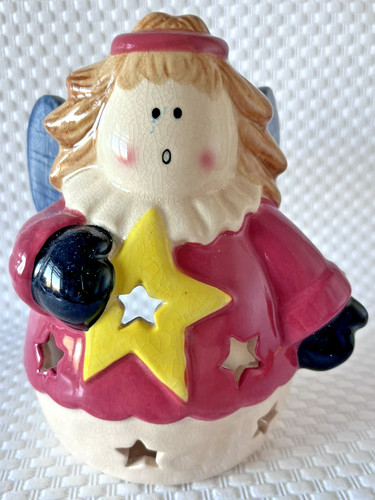 Ceramic angel tealight holder - ceramic,