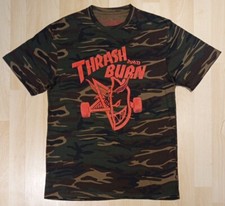 Spitfire Skateboard Thrasher Thrash And Burn Made In USA Camo Print T Shirt MED