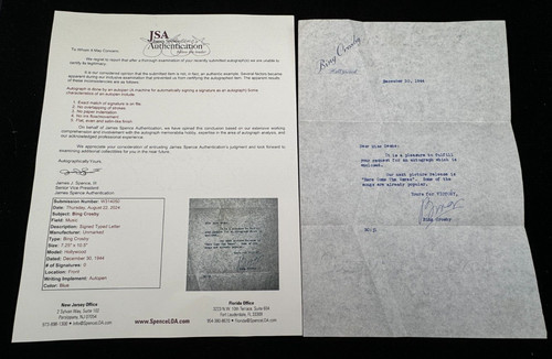 Bing crosby auto - auto, autograph