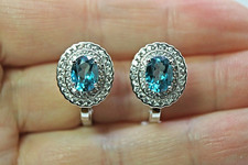 Silver Earrings Topaz Blue
