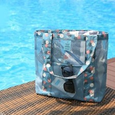 Handheld Mesh Beach Bag Bath and Swimming Bag Pocket Mesh Makeup Storage Bag