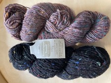 200g Lot Rowan Rowanspun Wool Yarn Black and Brown Tweed Shades Rare