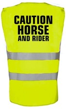 Caution Horse & Rider Equestrian Kids Horse Riding Hi Vis Relective Safety Vest