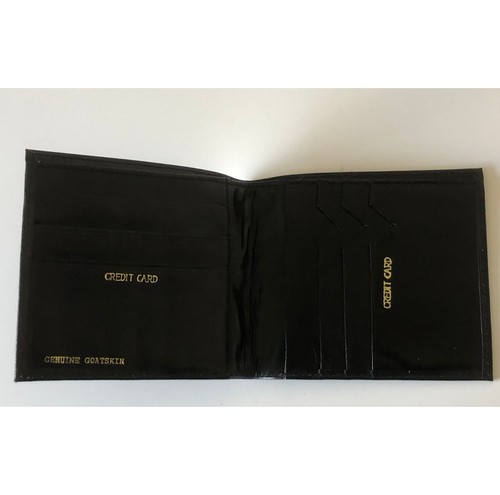 Black goatskin leather bifold - goatskin,