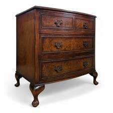 Walnut bow front drawers - Antique style chest of 4 drawers on cabriole legs