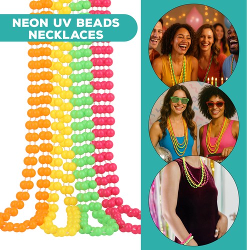 4pcs neon bead necklaces - neon,
