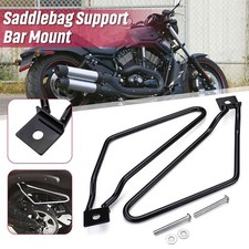 Universal Motorcycle Saddle Bag Mounting Brackets Support Bars Black Set